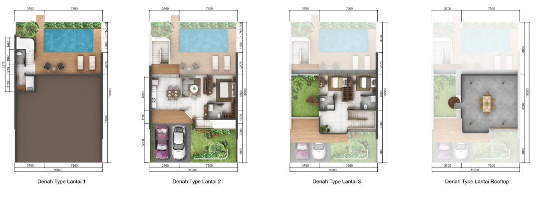 Residensial The Links Golf Villa Tipe 2 lantai downslope + rooftop di Badung