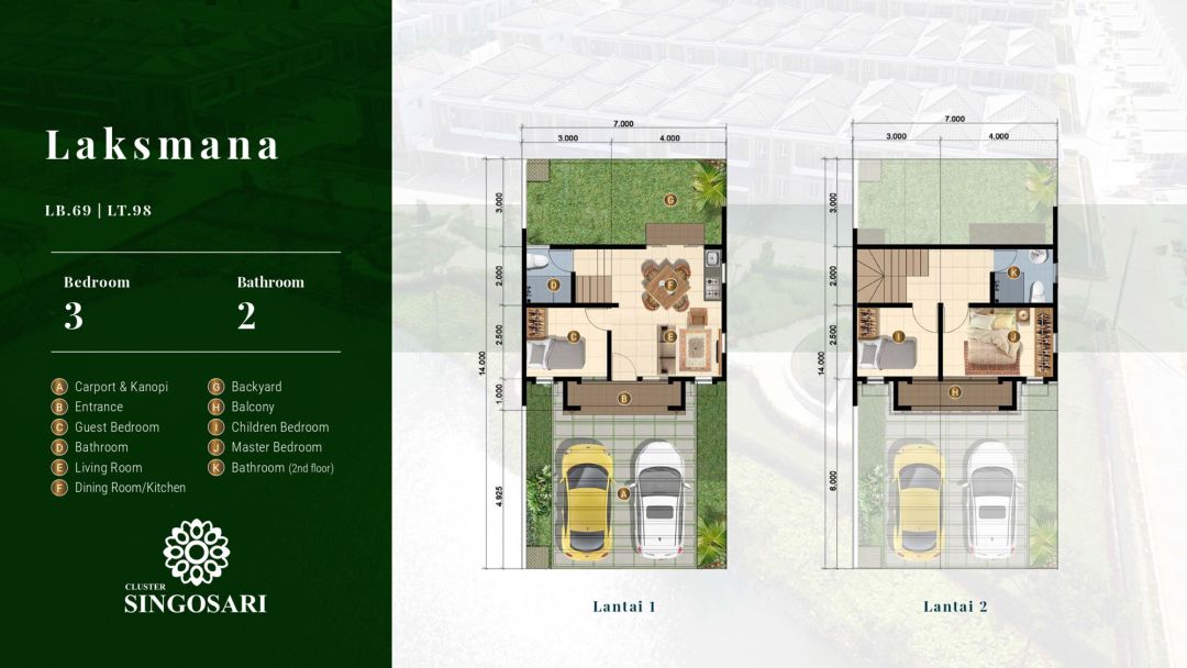 Residensial & Komersial Darmawangsa Residence - Cluster Singosari Tipe Laksmana 69/98 di Bekasi