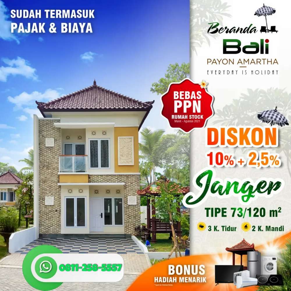 DIJUAL RUMAH, FREE AC Di Perumahan BERANDA BALI PAYON AMARTHA NGALIYAN